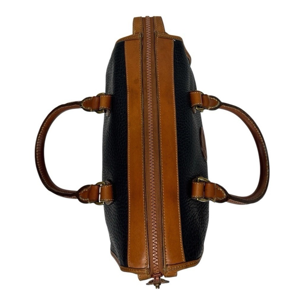 Vintage Dooney & Bourke Black & Tan Leather Satchel Bag + Strap Classic Preppy - Picture 10 of 16